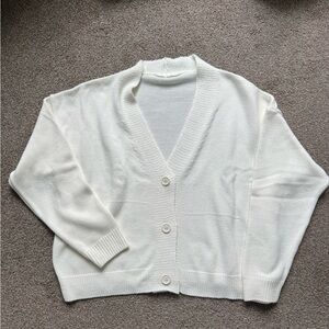 White Cropped Cardigan Sweater